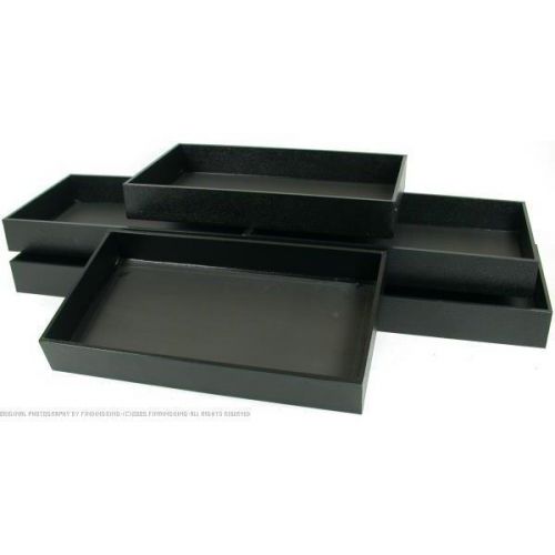 6 Jewelry Display Travel Tray Black Faux Leather 2&#034;