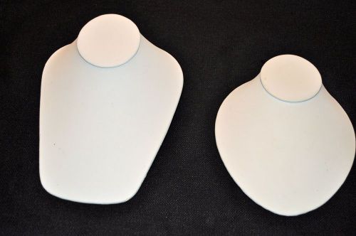 2 ~ White Leatherette  Necklace Bust Jewelry Display Stands