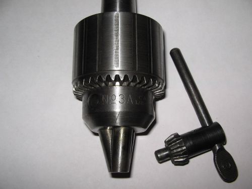 Jacobs #3a, drill chuck/key, jt3 mount, mt3 arbor, 1/8-5/8&#034; capacity,wel for sale