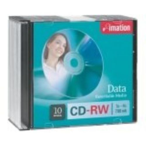 CD-RW Discs, 700MB/80min, 4x, w/Slim Jewel Cases, Silver, 10/Pack