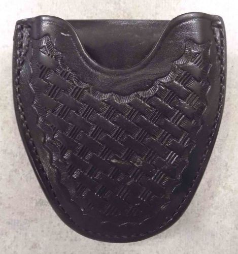 Bianchi #34 Black Leather Basketweave Handcuff Case - USED - FREE SHIPPING