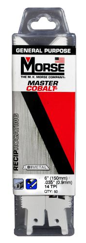Morse master cobalt reciprocating saw blade 6&#034;x3/4&#034; 14tpi rb614t50 (50 pack) for sale