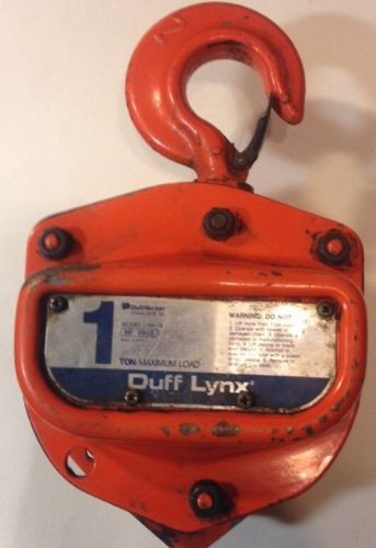 DUFF NORTON LYNX LHH-1A 1 TON MANUAL CHAIN HOIST 20&#039; LIFT No Chain