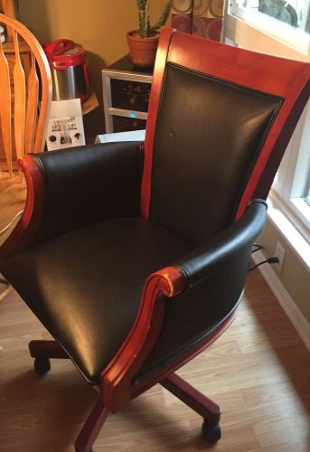 High back swivel executive office chair cherry and leather local pickup for sale