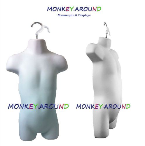Toddler mannequin white body dress form,1 hook hanger-display boy,girl clothing for sale
