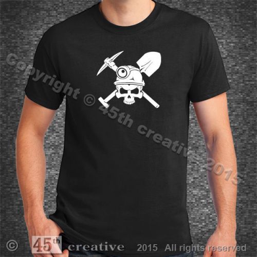 Miner&#039;s Crossbones T-shirt XL miner hard hat light shovel pick skull tee t shirt