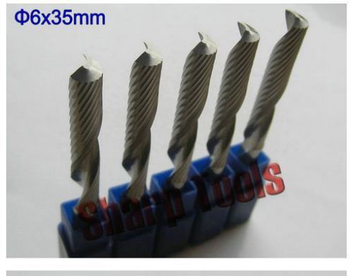 5pcs 6*35MM carbide Single Flute MDF PVC Board Acrylic CNC router bits