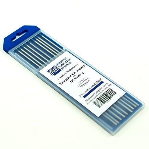 Tig welding tungsten electrodes 2% lanthanated 3/32 x 7 (blue, wl20) 10-pack for sale