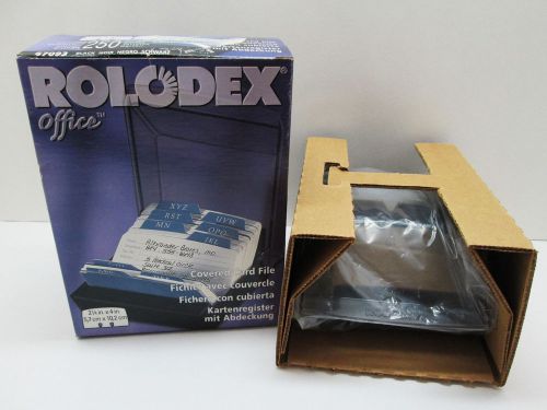 New In Box Rolodex Petite Covered Tray Card File with 250 2 1/4 x 4&#034; Cards USA