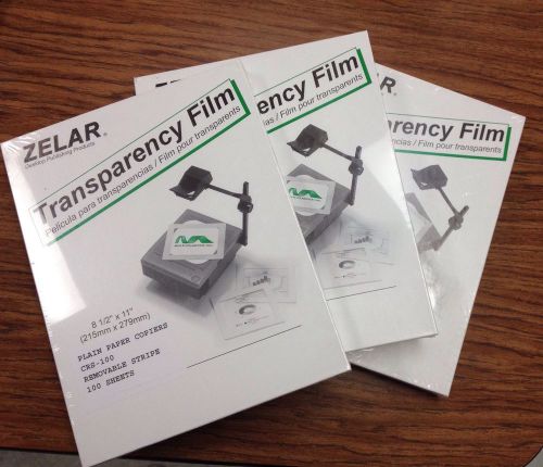 Zelar Transparency Film for Copiers Or Wipe Off 100 Sheets 8 1/2 X 11 ~ 3 BOXES