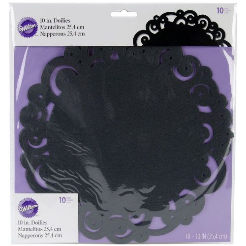 Wilton 10 &#034; Doily Swirl Black Decoration Cakes Cupcakes Plate Decorating 10 Pack
