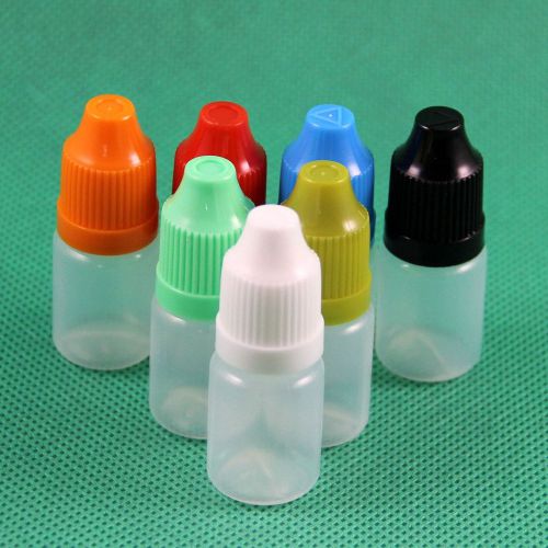 100 P 5ML LDPE Plastic Child Proof Dropper Bottles Long Thin Needle Tip E Liquid