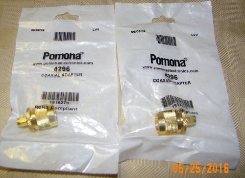 POMONA 4296 &#034;BRAND NEW&#034; GOLD PLATED COAXIAL ADAPTER BAR CODE# 1918279