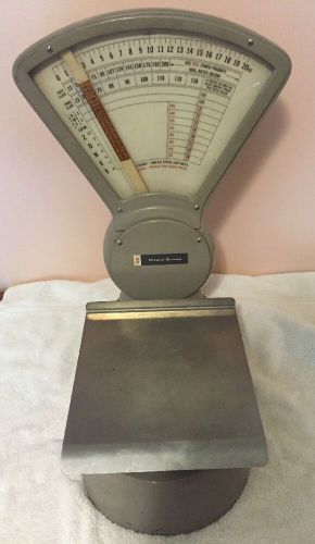 Vintage Large Pitney Bowes Model S-120 Postal Scale Grey Large Metal Countertop