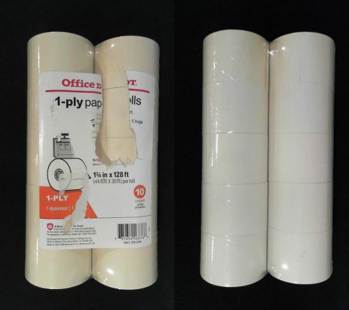 Office Depot 1-Ply Paper Roll Cash Register 1 3/4&#034;x128&#039; 10pk White 109-044 DEALS