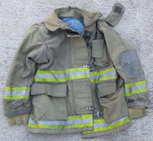 Fire master turn out gear firefighter jacket 46r or 42r tan yellow no cut out for sale