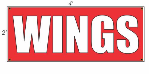 2x4 WINGS Red with White Copy Banner Sign NEW