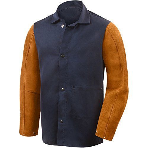Steiner 12601 30-inch jacket, weldlite plus navy cotton, rust cowhide sleeves, for sale