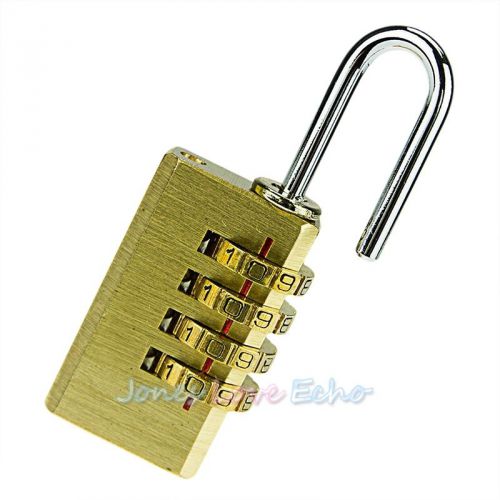 Gold 4 Dial Digit Combination Suitcase Luggage Metal Code Password Lock Padlock