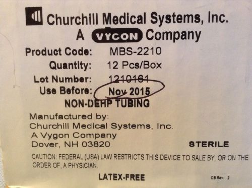 CHURCHHILL MEDICAL SYSTEMS NON-DEHP TUBING  MBS-2210 QUANTITY 7 NEW IN PACKAGE