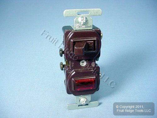 Cooper electric brown pilot light toggle switch single pole 15a 277b for sale