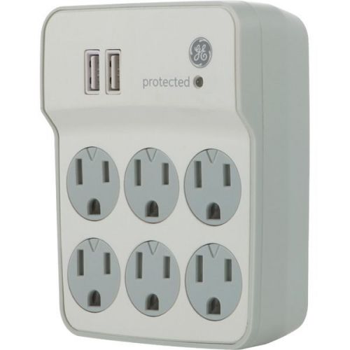 GE 14273 Surge Protector Wall Tap 2 USB Ports/6 Outlets