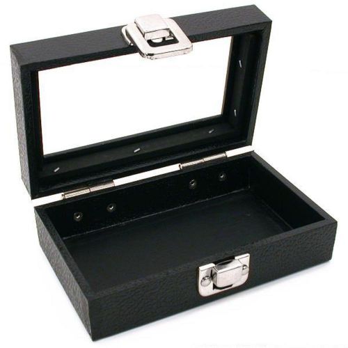 Glass Top Black Jewelry Display Travel Case Box Tray 6&#034;