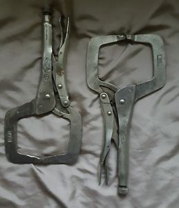 Lot of (2) original vice grip 11r locking finger c clamps ~ awesome for sale