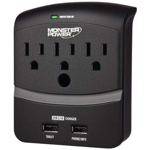 Monster power 121822 core power 350 wall tap 2 usb ports/3 outlets for sale