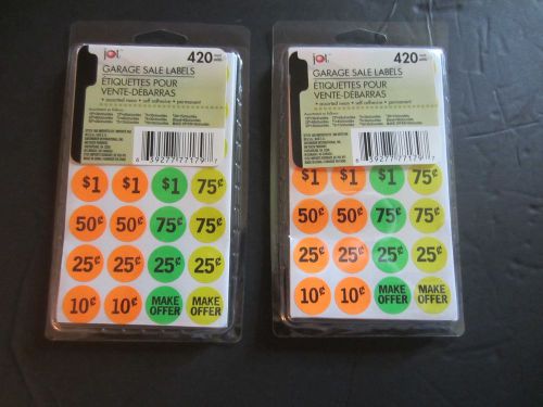 2) Neon Yard Garage Rummage Sale Price Tag Sticker Labels-Preprinted &amp; Blank