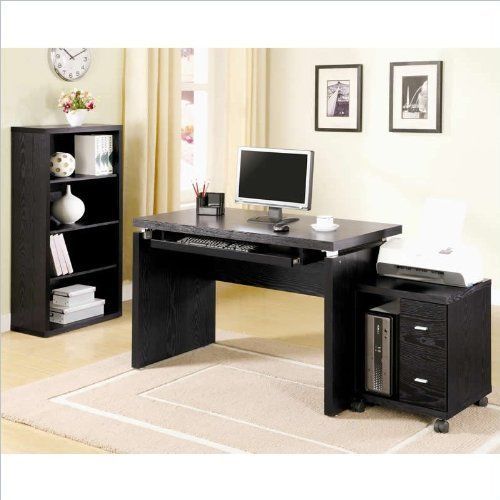 Coaster Peel Black Computer Desk with Keyboard Tray