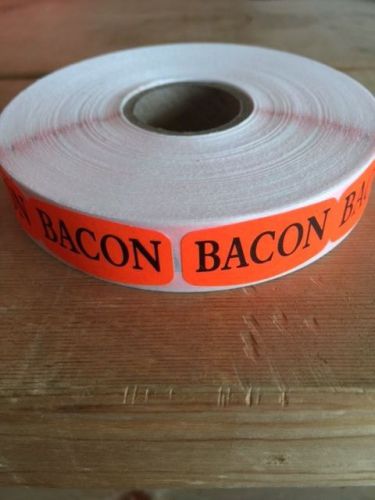 1.25&#034; x .625&#034; BACON MERCHANDISE LABELS 1000 PER ROLL STICKER FL RED NEW