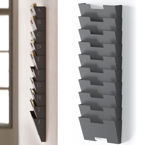 Gray wall mount steel file holder organizer rack 10 sectional modular design for sale