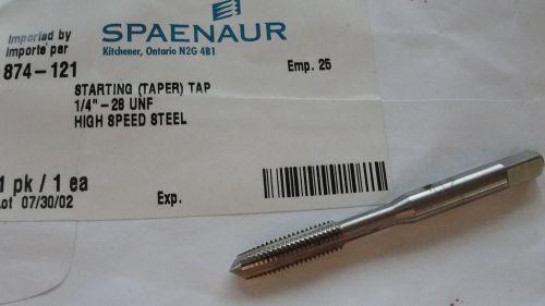 874-121 spaenaur - qty 1 - new starting (taper) tap 1/4&#034;-28 unf high speed steel for sale