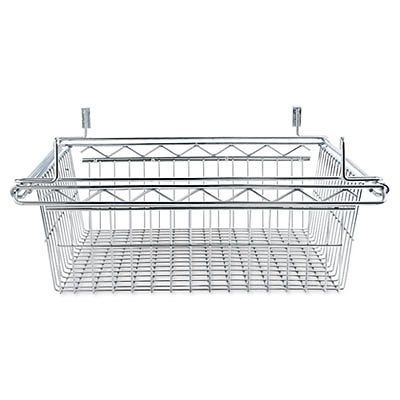 Sliding wire basket for wire shelving, 18w x 24d x 8h, silver, sold as 1 each for sale