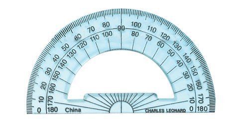 Charles Leonard Inc. Protractor, 4 Inch Open Center, Clear Plastic, 12 per pack