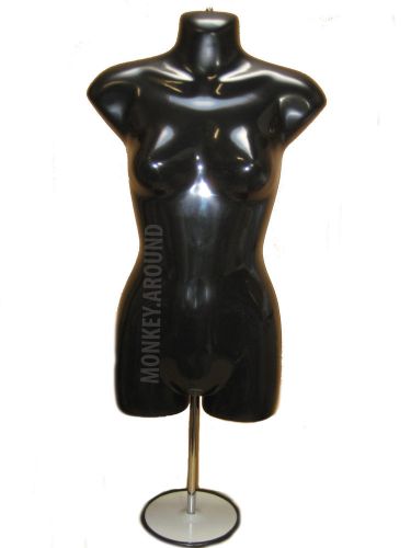 +1 hanger +1 stand 1 mannequin female gloss black torso form display dress shirt for sale