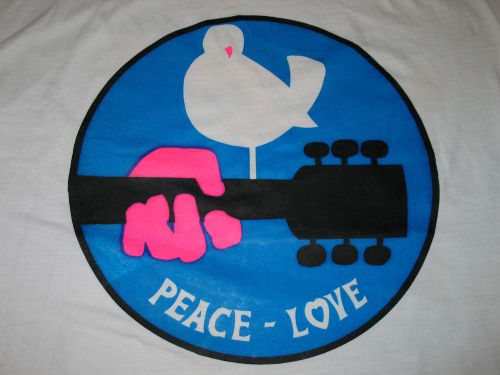 1969 70 Vintage PEACE LOVE MUSIC WOODSTOCK Iron On Psychedelic Rats Hole Ed Roth