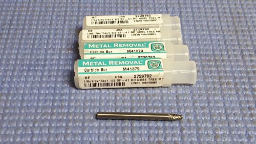 METAL REMOVAL M41379 1/8X1/8X1/4X 1-1/2 CARBIDE RD NOSE TREE LOT OF 4