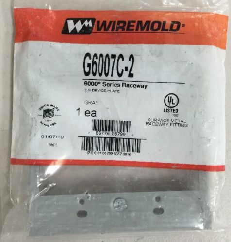 NEW - Wiremold G6007C-2 2 Gang Device Plate 6000 Series Raceway ~ Gray