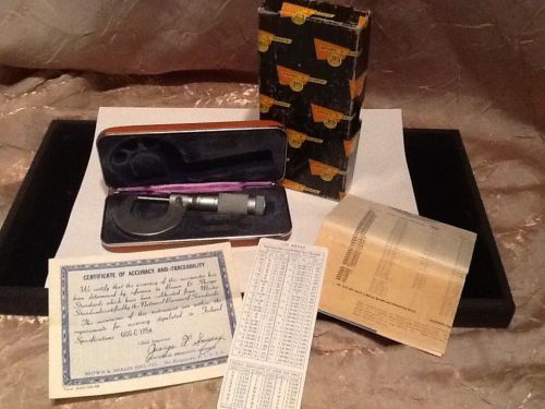 Brown &amp; sharpe 599-1 slant line micrometer in box &amp; case must see no reserve for sale
