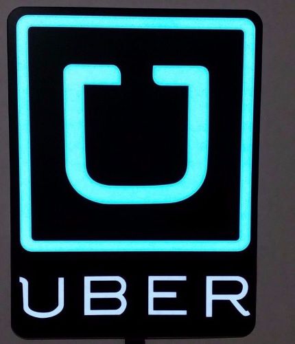 Uber Driver Glow Light Blue Sign LED EL 12V Cigarette Powered with Text