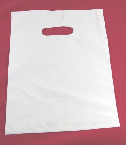 50   12&#034; x 15&#034; WHITE  GLOSSY Low-Density Plastic Merchandise or Party Bags