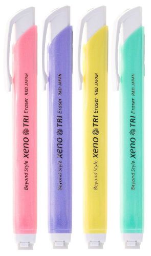 Xeno Tri-II Retractable Click Eraser Pen, Assorted Colors