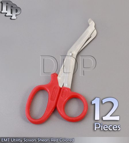12 Pieces EMT Utility Scissors Shears 5.5&#034; Red Colored