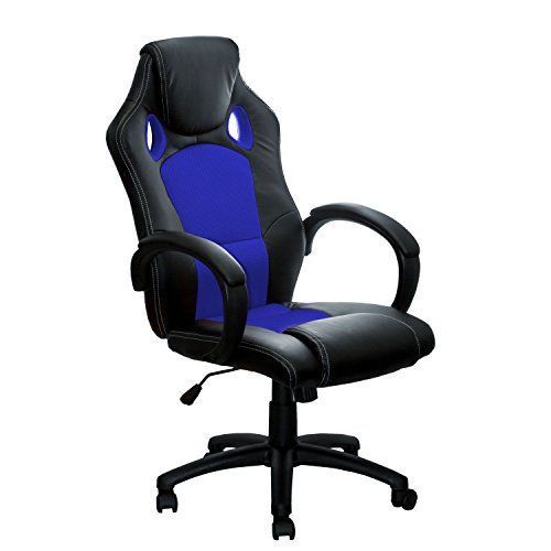 Aleko high back office chair computer desk chair pu and mesh upholstered, blue for sale