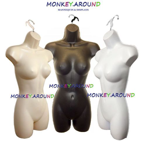 (6pcs) female mannequin body form dress displays women clothing w/hook hanging for sale