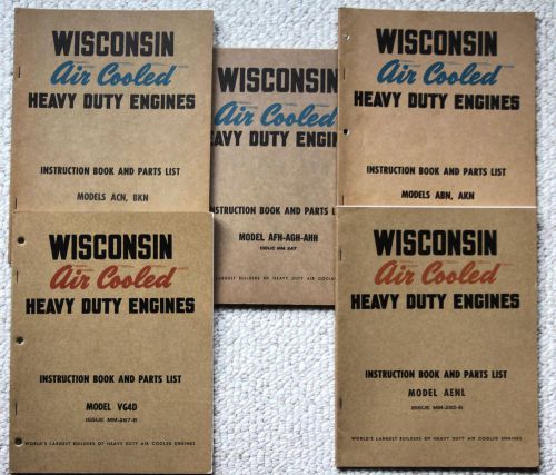 Lot of 5 Wisconsin Engine Instruction Books And Parts List Manual - VG4D