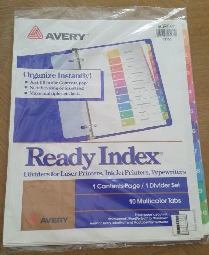 Avery Ready Index Contemporary Table of Contents Divider with 10 Multicolor Tabs