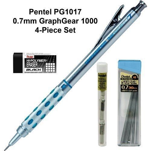 4-piece Set, Pentel Pg1017c, 0.7mm Graph Gear 1000 Automatic Pencil